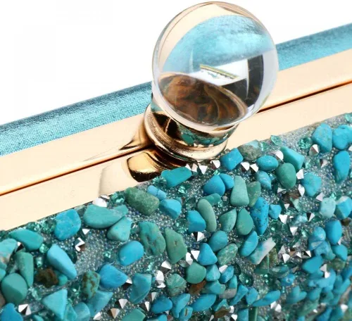 Vista 3 de Bolso de mano de noche de piedra multicolor brillante bolso de mano brillante con purpurina para boda, fiesta, baile de graduación