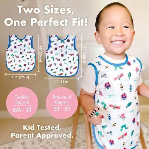Vista 4 de BapronBaby Eric Carle Bug World Bapron - Babero más seguro sin corbata para el cuello para bebés y niños pequeños, suave, impermeable, resistente a