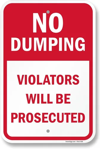 Vista 13 de SmartSign Letrero de metal con texto en inglés "No Dumping Violators Will Be Prosecuted", 14 x 10 pulgadas, aluminio laminado a prueba de óxido