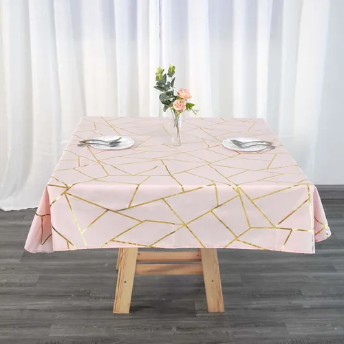 Vista 11 de Efavormart - Mantel redondo de poliéster de 120 pulgadas con patrón geométrico dorado Morado