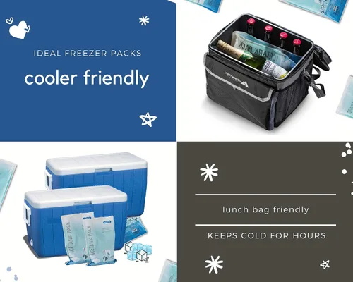 Vista 3 de Komax Bolsas de hielo grandes reutilizables para enfriadores – 12 a 15 horas de paquete de hielo de gel frío para juego de refrigerador – Paquetes