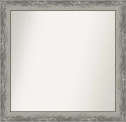 Vista 479 de Amanti Art Espejo de baño plateado para sobre el fregadero, 24 x 24 pulgadas, espejo cuadrado de peltre forjado a medida, marco de madera casual