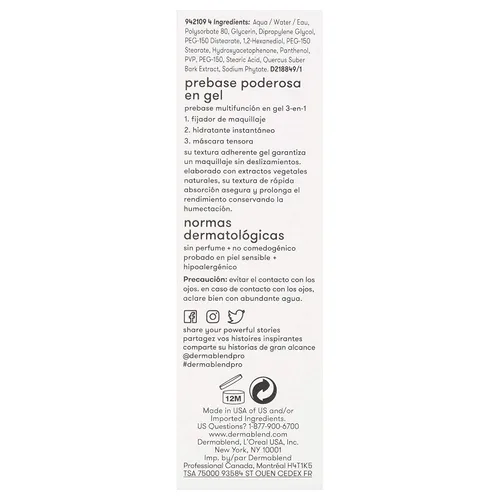 Vista 9 de Dermablend Insta-Grip Jelly Primer, maquillaje facial, pre-base facial sin silicona para piel seca, minimización de poros con duración de 24 horas