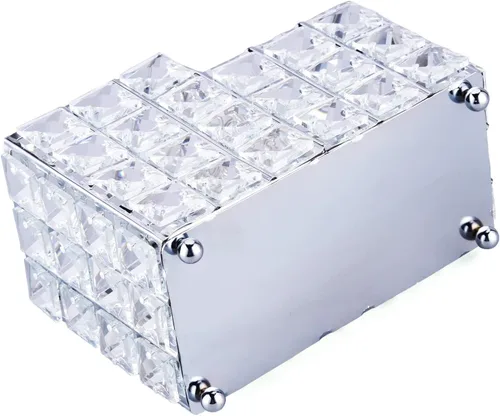 Vista 5 de K COOL Soporte para brochas de maquillaje de cristal, 2 ranuras hexagonales para cosméticos, delineador de ojos, taza de exhibición, organizador