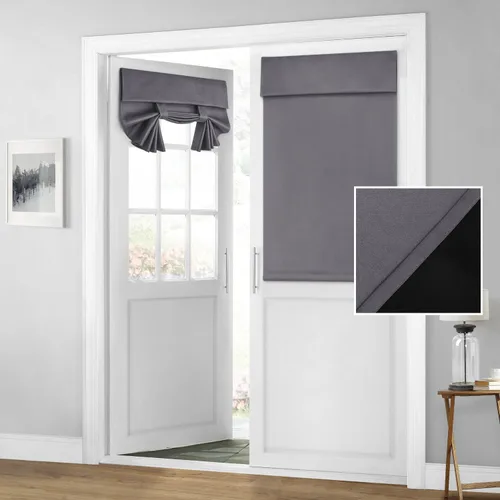 Vista 18 de HOMEIDEAS Cortinas 100% Opacas para Luces Laterales de Puerta Principal, Cubierta de Ventana de Puerta de Aula, Persianas de Privacidad