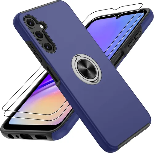 Vista 95 de Gritup - Funda para Galaxy A05S con protector de pantalla HD×2, funda protectora para teléfono a prueba de golpes con soporte magnético de anillo