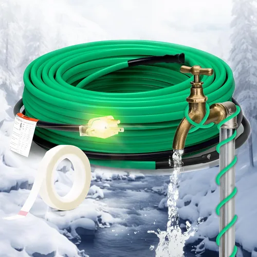 Vista 12 de HEATIT Cable calefactor autorregulador de tubería de 2 pies para protección contra congelación de tuberías, automático con termostato integrado