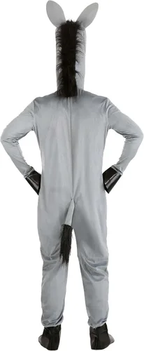 Vista 3 de Disfraz de burro con capucha para adultos, disfraz de animal gris para Halloween