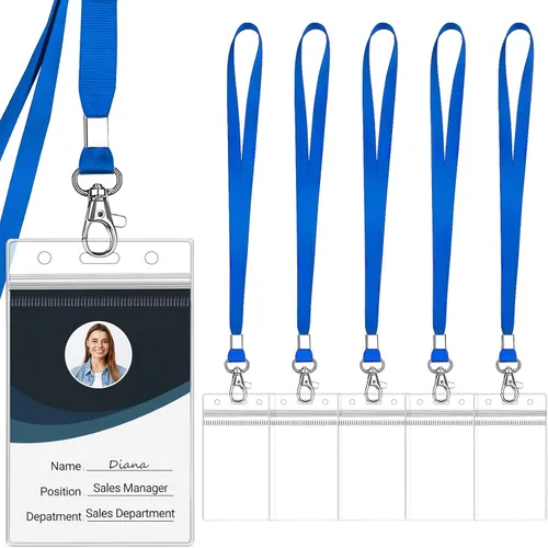 Vista 8 de Soporte transparente para tarjetas de identificación con cordón, a prueba de agua, pantalla vertical, protector de tarjeta de identificación