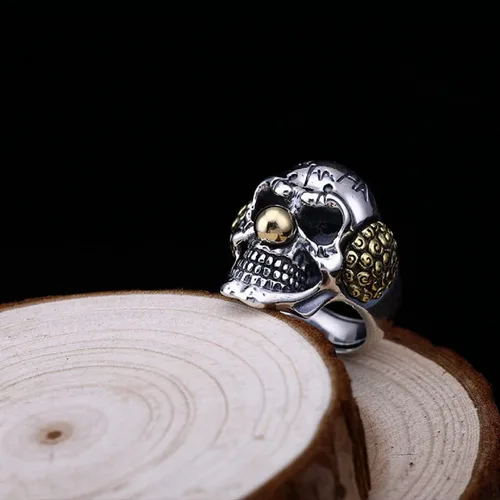 Vista 3 de Anillo de calavera gótica para hombre, punk demonio cráneo payaso payaso Rock Joker payaso cráneo Halloween anillo para niños