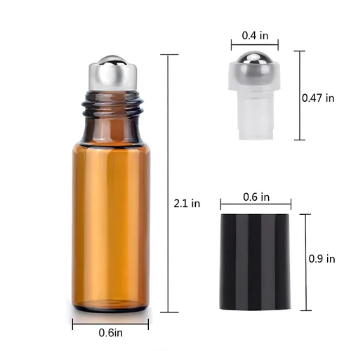 Vista 4 de Easytle Botellas enrollables de aceite esencial, paquete de 24 botellas de vidrio ámbar de 0.2 fl oz para aceites esenciales, botella enrollable