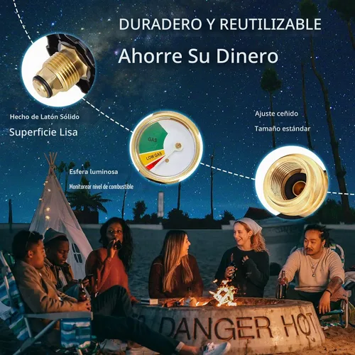 Vista 7 de Paquete de 2 adaptadores de tanque de propano POL con medidor que convierte la válvula de servicio de tanque POL LP a QCC1/Tipo 1, tipo de conexión