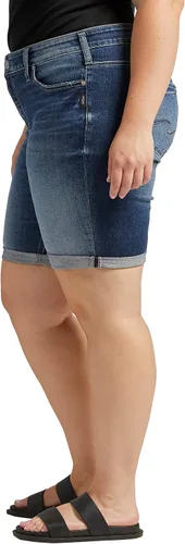Vista 2 de Silver Jeans Co. Bermudas Elyse de talle medio para mujer, talla grande, ajuste cómodo
