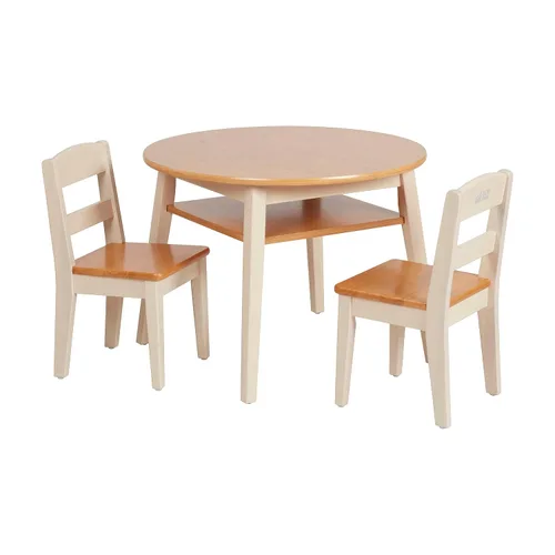 Vista 14 de ECR4Kids Hideaway - Juego de mesa y silla, muebles para niños, nogal oscuro/blanco antiguo, 3 piezas