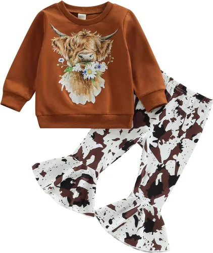 Vista 57 de Kaipiclos Ropa occidental para bebé niña, con lindo estampado con volantes, manga larga, pantalones para otoño e invierno, trajes de vaquera
