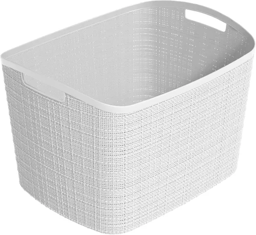 Vista 14 de Curver Juego de 6 cestas decorativas de plástico de yute mediano de 12 litros, para organización y almacenamiento, contenedores perfectos para Negro
