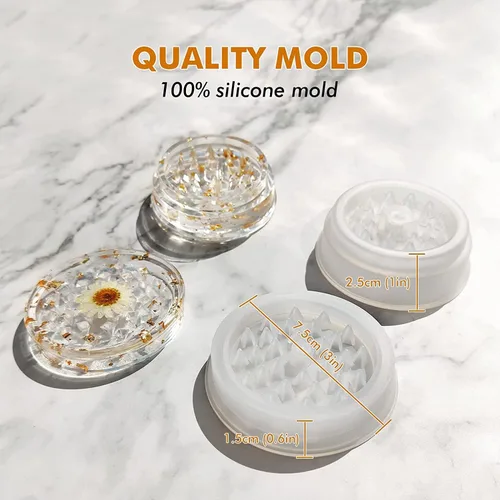 Vista 5 de Moldes de silicona de 5 piezas – Cenicero grande y molinillo de resina con picos y almacenamiento eficientes