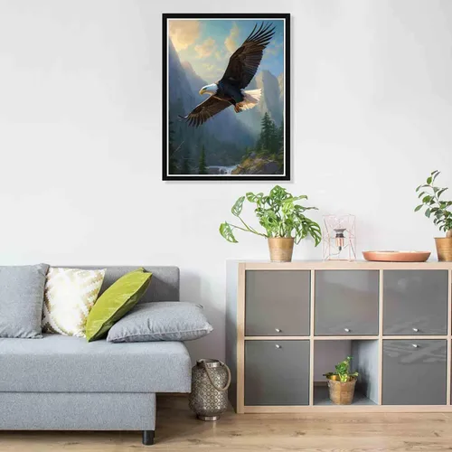 Vista 3 de Pavemlo Kits de arte de diamantes 5D para adultos, águila elevada, arte de diamantes de taladro completo, pintura de animales con diamantes, arte