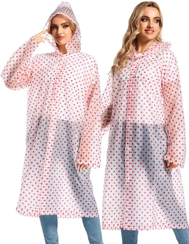 Vista 15 de 2 abrigos de lluvia de Borogo para adultos, chaquetas de lluvia reutilizables para hombres y mujeres