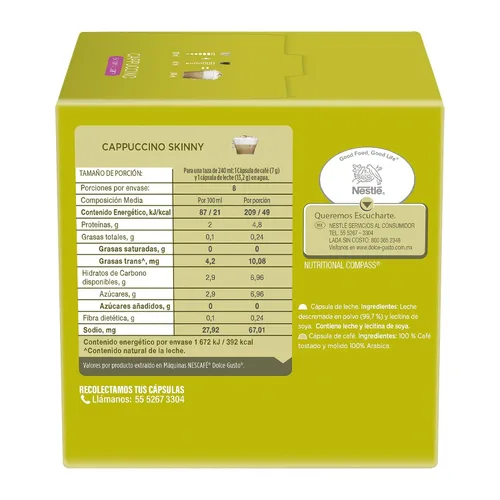 Vista 2 de Nestle Nescafe Dolce Gusto - Café de capuchino delgado (NES27370)