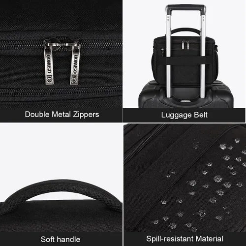 Vista 6 de DOMISO Bolsa para cámara Bolsa de hombro resistente al agua, color negro Bolsa portátil multifunción para fotografía, DSLR/SLR/SLR/sin espejo