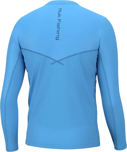 Vista 2 de HUK Camisa de manga larga Icon X para hombre, camisa de pesca de alto rendimiento Azul celeste