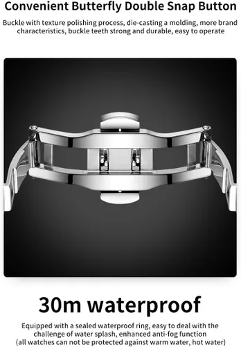 Vista 5 de OLEVS - Relojes para hombre de diamantes de lujo, casual, esfera grande, acero inoxidable, impermeable, para negocios, de vestir, analógico