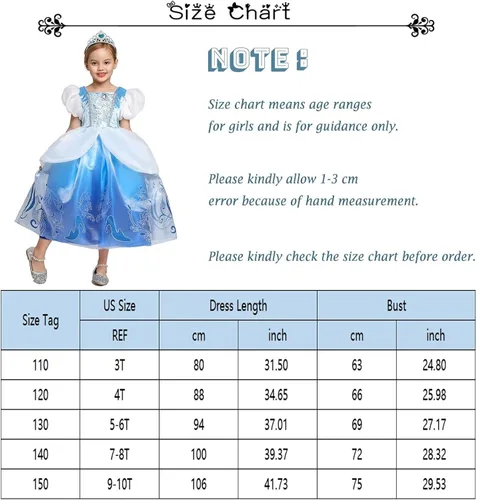 Vista 6 de Kidswant Toddler Baby Girls Luxury Princess Party Halloween Cosplay Costume Dress Up with Accessorries