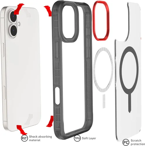 Vista 94 de Ghostek Covert Clear - Funda transparente para iPhone 15 Plus, silicona a prueba de golpes, compatible con accesorios Apple MagSafe, funda Negro