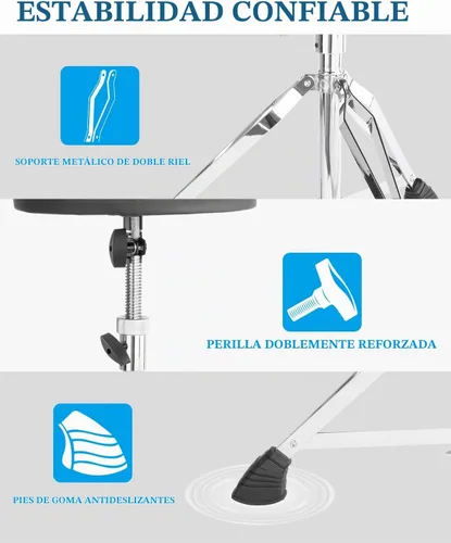 Vista 3 de STRICH Drum Throne, taburete de tambor acolchado ajustable en altura, silla giratoria de tambor resistente, taburete acolchado de doble soporte