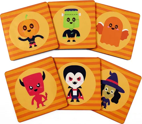 Vista 11 de Juego de 6 posavasos cuadrados de 4 pulgadas, fáciles de limpiar, base de corcho, reutilizables, diseño de calavera