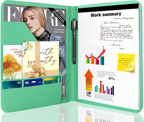 Vista 12 de Portafolio padfolio Jancosta de negocios tamaño carta con bloc de notas rellenables, Negro