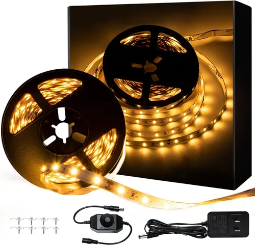 Vista 12 de Tira de luces LED blancas de 10 pies, cinta regulable de 12 V con control remoto infrarrojo, luz de cinta adhesiva SMD 2835, conectable, cortable