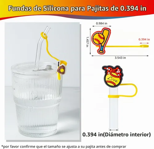 Vista 2 de 6 tapas de popote de sóftbol para accesorios de copa Stanley, 0.394 in, lindo popote negro para vaso Stanley de 40 onzas y 30 onzas, a prueba