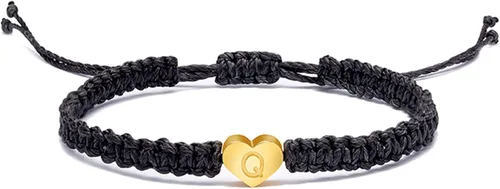 Vista 4 de Personalized 26 Initial Bracelet Copper Heart Letter Woven Bracelet Dainty Heart Charm Bracelet Woven Bracelet for Men Women Girls Smart Watches