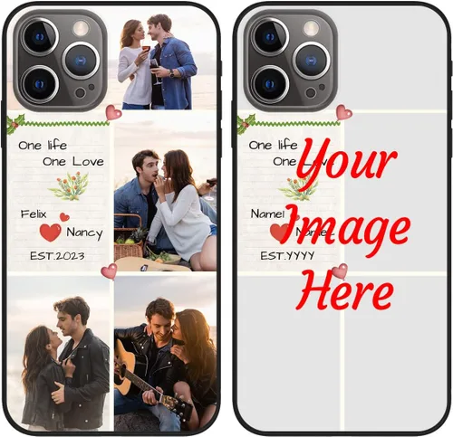 Vista 7 de Funda de teléfono con foto personalizada para iPhone 12 Pro, imagen/texto personalizado, funda negra delgada y suave, regalo único de nicho