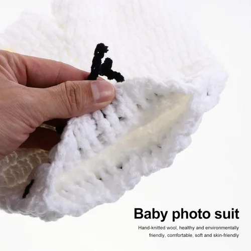 Vista 3 de NUOBESTY - Juego de 3 piezas de accesorios de fotografía para bebés recién nacidos de fútbol, ganchillo, traje para bebé, deporte, fiesta temática