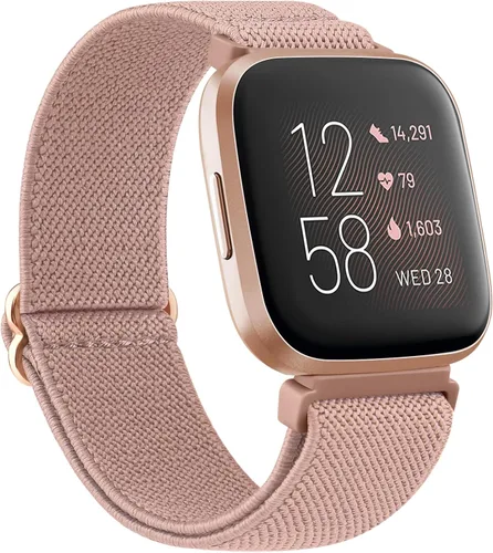 Vista 8 de AK Banda elástica compatible con Fitbit Versa 2 y Versa para mujeres y hombres, correas de nailon elásticas suaves ajustables para reloj inteligente