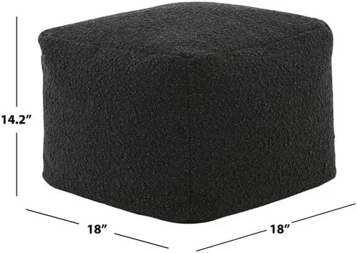 Vista 3 de Safavieh Couture Collection Samuels - Puf cuadrado otomano negro Boucle (totalmente montado)