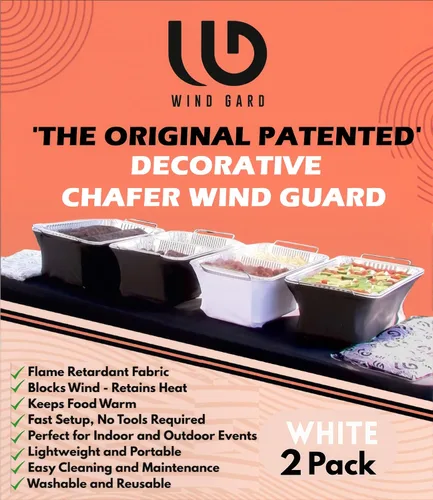 Vista 9 de The Original Patented' - Protector contra el viento para bufés, catering, cubierta para calentador de alimentos, poliéster ignífugo, lavable, Negro