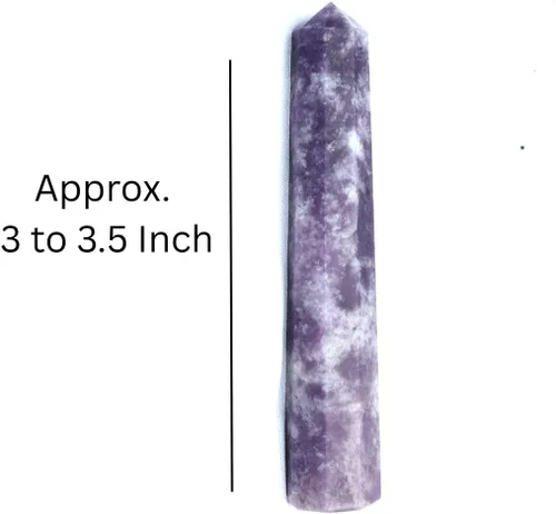 Vista 2 de Obelisco de lepidolita Jet de 3 pulgadas aprox. Jumbo A+ Top Energizado Limpiado Cargado Ágata Auténtica Piedra Preciosa Auténtica Cristal Genuino