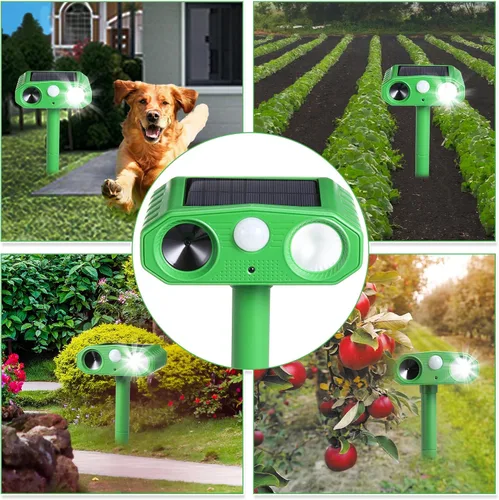 Vista 7 de Qualirey 4 unidades 2025 repelente solar ultrasónico de animales para exteriores, gatos, ardillas, conejos, ciervos, dispositivos repelentes