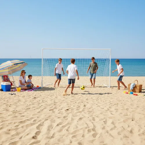 Vista 3 de 2 redes de repuesto para portería de fútbol, 24 x 8 pies, 20 x 6.5 pies, red de fútbol de polietileno y poliéster de 10 x 6.5 pies, juego de redes