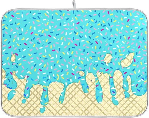 Vista 10 de Linda alfombrilla de secado de platos con hongos y plantas silvestres para encimera de cocina, almohadilla absorbente de microfibra, mediana 16x18
