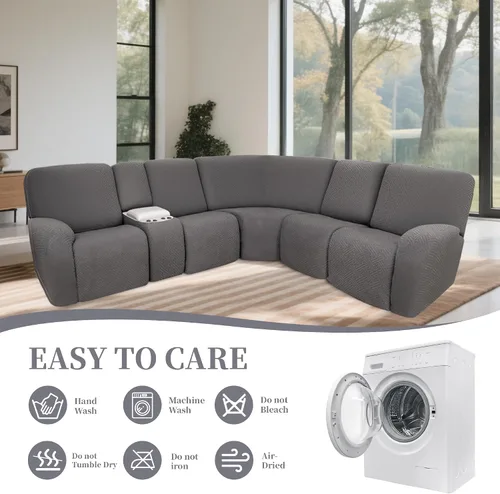 Vista 8 de Fundas de sofá reclinable seccional 100% impermeables para sofá reclinable en forma de L, funda de sofá modular de esquina en forma de L, fundas