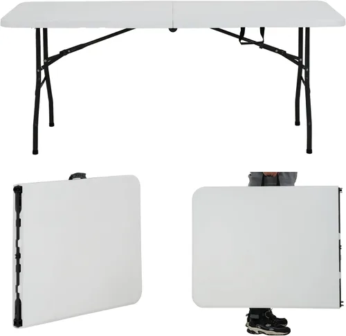 Vista 13 de HKLGorg Mesa plegable de 4 pies, mesa plegable de plástico de altura Negro