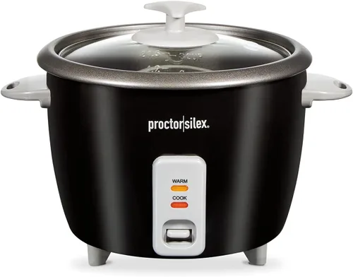 Vista 10 de Proctor Silex - Arrocera y vaporizador de alimentos, 6 tazas cocinadas (3 tazas sin cocinar), incluye cesta de vapor y enjuague, negro (37510)