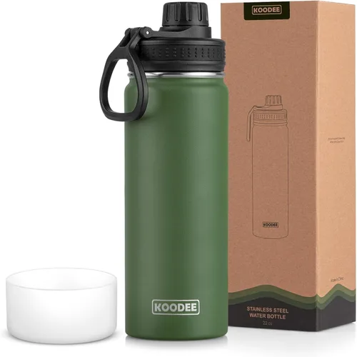 Vista 94 de koodee Botella de agua para niños, botella de agua de acero inoxidable de 12 onzas con aislamiento al vacío para la escuela, botella de agua de boca