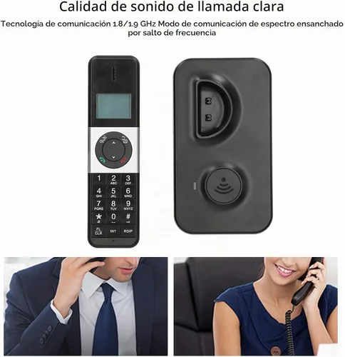 Vista 3 de Teléfono inalámbrico para el hogar, sistema de teléfono inalámbrico, pantalla LCD retroiluminada, identificación de llamada/reenvío de llamadas