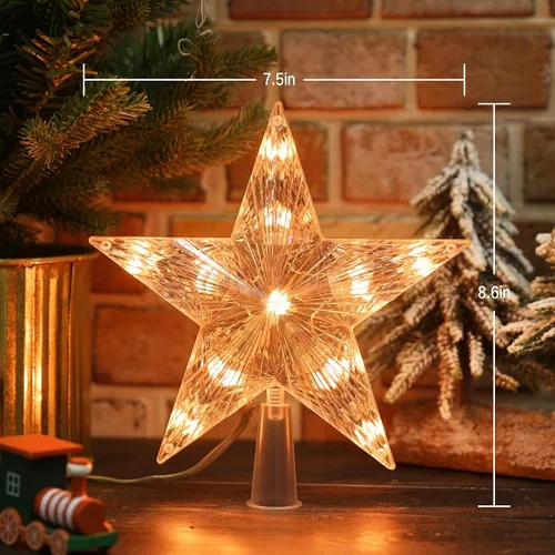 Vista 6 de Brizled Estrella Inteligente para la Copa del Árbol de Navidad, 7.5" Estrella Iluminada con 11 LED para Copa de Árbol, Estrella de Navidad con Rgb